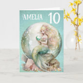 Carte Anniversaire de Mermaid (Fleur jaune)