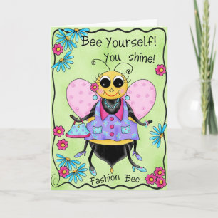 Carte Anniversaire de miel d'abeille de mode joyeux
