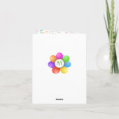 Carte Anniversaire de monogramme de fleur de ballons (Dos)
