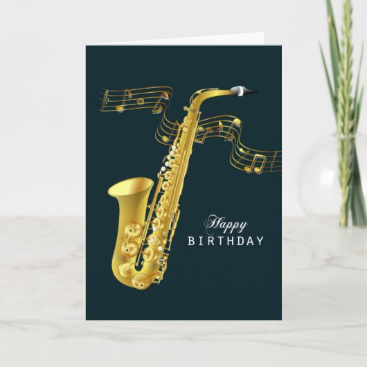 Carte Anniversaire de musique de saxophone joyeux (Devant)
