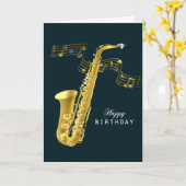 Carte Anniversaire de musique de saxophone joyeux (Fleur jaune)