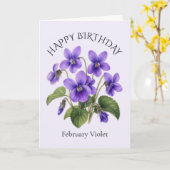Carte Anniversaire de naissance Février Violet (Fleur jaune)