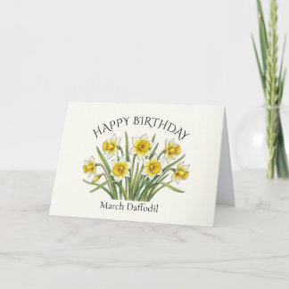 Carte Anniversaire de naissance narcisse de mars