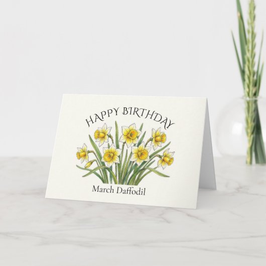 Carte Anniversaire de naissance narcisse de mars (Devant)