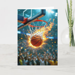 Carte Anniversaire de Nephew Flaming Basketball in the N