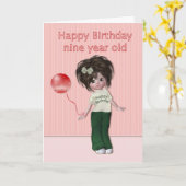 Carte Anniversaire de neuf ans (Fleur jaune)