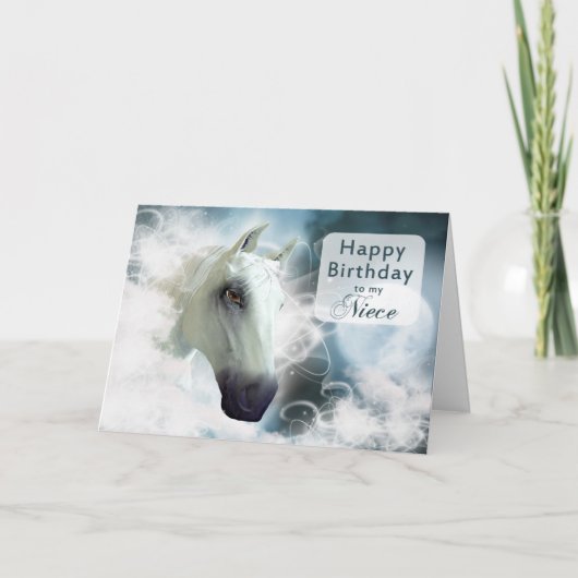 Carte Anniversaire de nièce, cheval Arabe d'esprit (Devant)