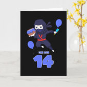 Carte ANNIVERSAIRE DE NINJA 14 14e anniversaire Boy Comi (Fleur jaune)