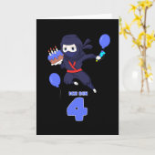 Carte ANNIVERSAIRE DE NINJA 4 4e anniversaire Boy Comic  (Fleur jaune)