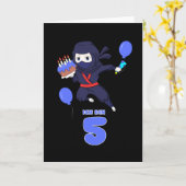 Carte ANNIVERSAIRE DE NINJA 5 5e anniversaire Boy Comic  (Fleur jaune)