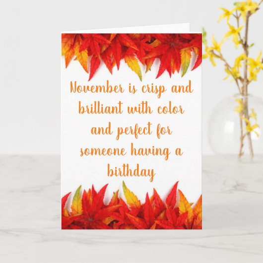 CARTE **ANNIVERSAIRE DE NOVEMBRE** CRISP ET BEAU (Fleur jaune)