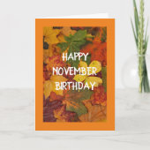 CARTE **ANNIVERSAIRE DE NOVEMBRE** FEUILLES FEUILLE FEUI (Devant)