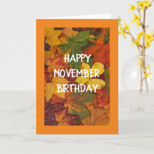 CARTE **ANNIVERSAIRE DE NOVEMBRE** FEUILLES FEUILLE FEUI