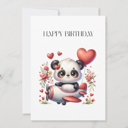 Carte Anniversaire de Panda Pilote (Devant)