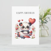 Carte Anniversaire de Panda Pilote (Debout devant)