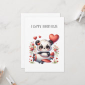 Carte Anniversaire de Panda Pilote (Devant/Arrière en situation)