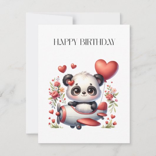 Carte Anniversaire de Panda Pilote (Devant)