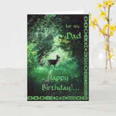Carte Anniversaire de papa : Cerf dans les bois (Fleur jaune)