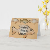 Carte Anniversaire de pêche, 4 poissons sur l'avant (Fleur jaune)