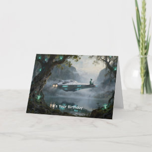 Carte Anniversaire de pêche Alien