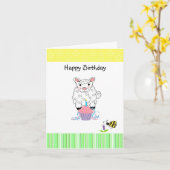 Carte Anniversaire de Petit Agneau (Fleur jaune)