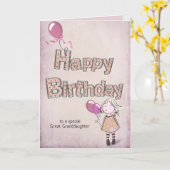 Carte anniversaire de petite-fille avec ballons roses (Fleur jaune)
