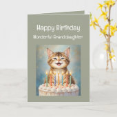 Carte Anniversaire de petite-fille Chat drôle Souriante (Fleur jaune)