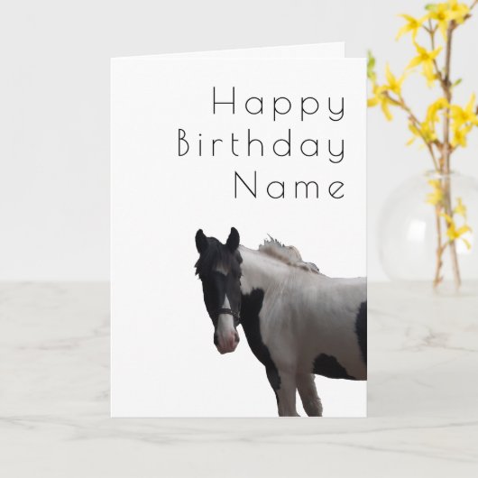 Carte Anniversaire de Piebald Pony Deco (Fleur jaune)