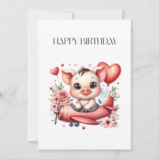Carte Anniversaire de Pig Pilot (Devant)