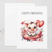 Carte Anniversaire de Pig Pilot (Devant / Derrière)