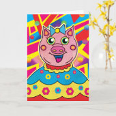 Carte Anniversaire de Piggy Wig (Fleur jaune)