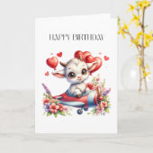 Carte Anniversaire de Pilote Chèvre (Fleur jaune)