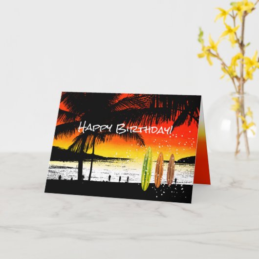 Carte Anniversaire de plage (Fleur jaune)