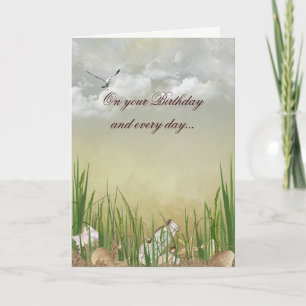 Carte Anniversaire de plage avec mouette