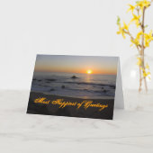 Carte Anniversaire de plage de coucher du soleil (Fleur jaune)