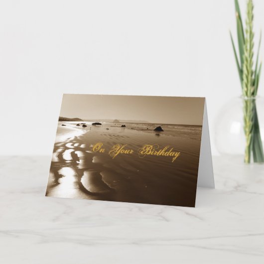 Carte Anniversaire de plage de sépia (Devant)