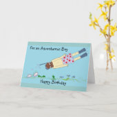 Carte Anniversaire de plongée en apnée (Fleur jaune)
