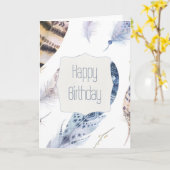 Carte Anniversaire de plumes d'aquarelle (Fleur jaune)