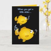 Carte Anniversaire de poisson d'or plus vieux "au-dessus (Fleur jaune)