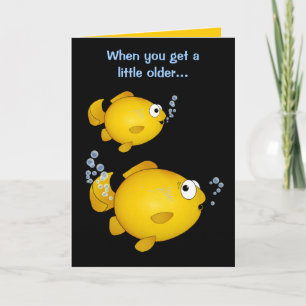 Carte Anniversaire de poisson d'or plus vieux "au-dessus