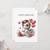 Carte Anniversaire de Pony Pilot (Devant/Arrière en situation)