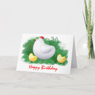 Carte Anniversaire de poule et de poussins de mamans