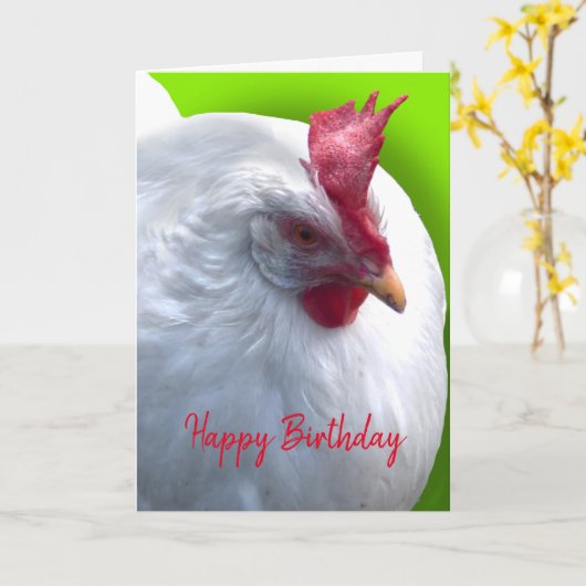 Carte Anniversaire de poulet blanc (Fleur jaune)