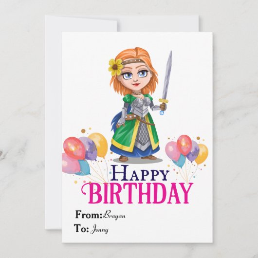 Carte Anniversaire de Princesse (Devant)