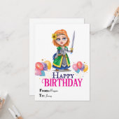 Carte Anniversaire de Princesse (Devant/Arrière en situation)