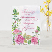 Carte Anniversaire de profession religieuse de religieus (Fleur jaune)