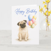 Carte Anniversaire de Pug (Fleur jaune)