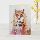Carte Anniversaire de Renard Rouge mignonne Animau (Fleur jaune)