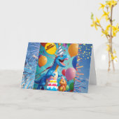 Carte Anniversaire de Roar Souhaite T-Rex Dinosaur (Fleur jaune)