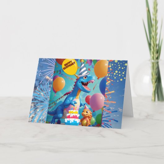 Carte Anniversaire de Roar Souhaite T-Rex Dinosaur (Devant)